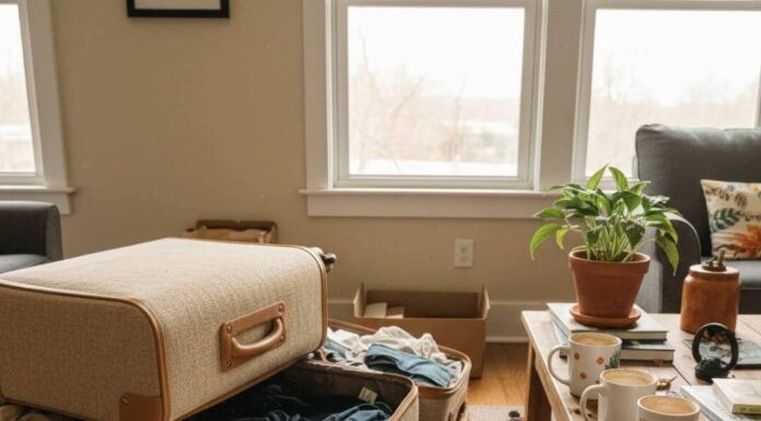 Best Eco-Friendly Luggage for Sustainable Jet-Setters Messy room, eco-friendly luggage, chaotic unpacking.